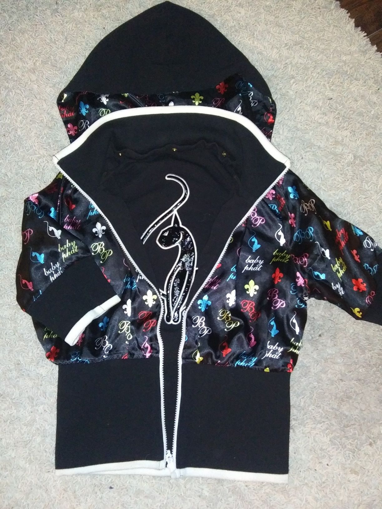 Reversible real baby phat half sleeve jacket hoodie