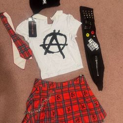 New Small dolls kill school girl punk rock goth gothic costume skirt outfit emo