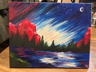 Hand painted Mountain scene