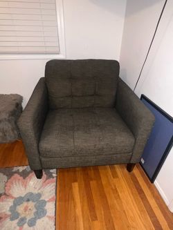 Dark Gray Upholstered Accent Chair / Living Room Armchair