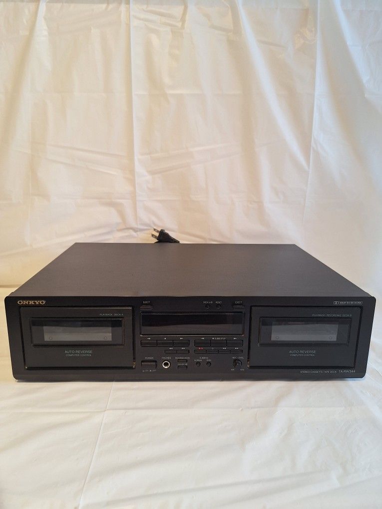 Onkyo Stereo Dual Cassette Deck Dubbing TA-RW344 & RCA Cables