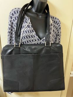 Piel Black Leather Laptop Bag