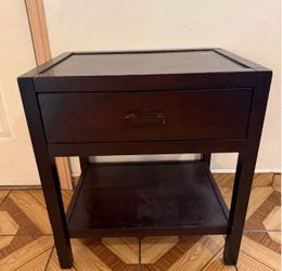 Dark Brown Wood Nightstand w/Drawer, Shelf 24”T x 26”W