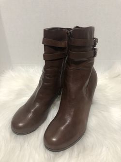 Bandolino Nanina Leather Ankle Boots heels bootie size 8 M