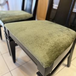 Vintage Dining Chairs - Solid Wood - Charcoal and Olive