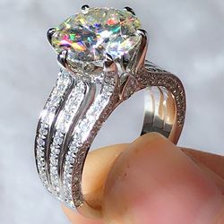925s Crystal Stone Cubic Zirconia Engagement Ring 