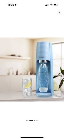 SodaStream Terra Sparkling Water Maker with Extra CO2 Cylinder and Carbonating Bottle Misty Blue
