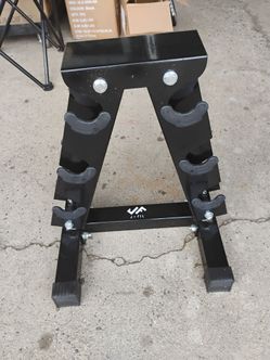 J-Fit brand 3-tier A-frame dumbbell rack designed for compact home gym storage.