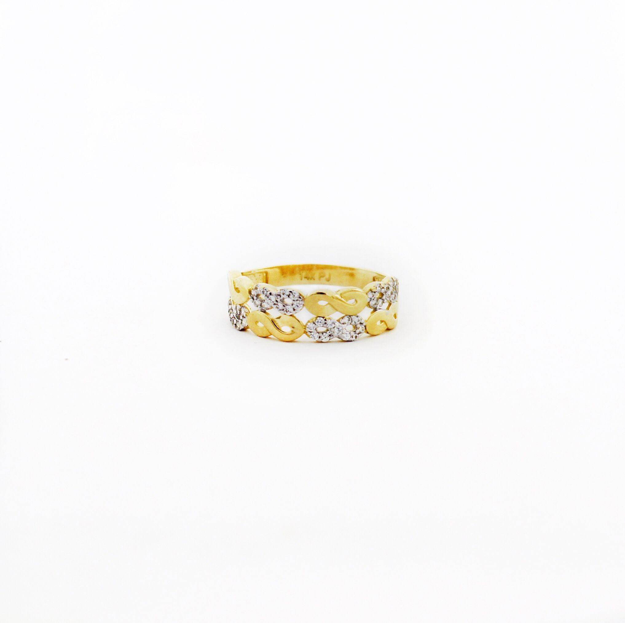 New 14K Gold 2 Tone Multi Infinity Cz Ring Size 7 Only $200. Visit us 820 San Fernando Rd. Ste. C San Fernando CA
