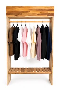Custom built Wood Clothing Rack  + shelf