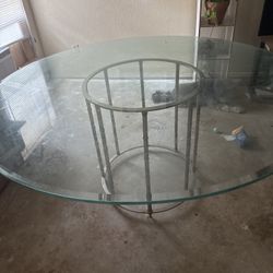 Mid Century Modern 66 “ Round Glass Dining Table Pace Mastercraft Style Brass
