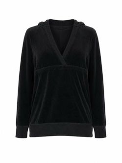 Michael Kors Black Velour V-Neck Hoodie, XL