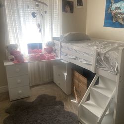 White Kids Bedroom Set With Mattress And Bed Frame 