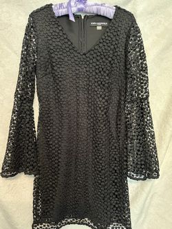 GORGEOUS KARL LAGERFIELD BLACK DRESS WITH TRUMPET SLEEVES! 