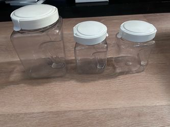 Set of 4 Clear Plastic Storage Jars with Lids