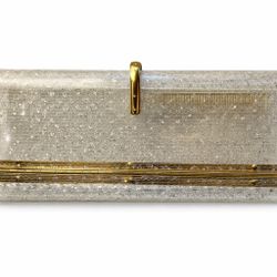 Wilardy Stardust Lucite Glitter Clutch Purse – 1950s – Includes Matching Comb