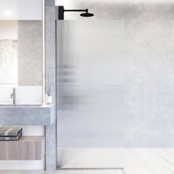 Zenith 34 in. W x 74 in. H Frameless Fixed Shower Screen Door in Stainless Steel with 3/8 in. (10mm) Fluted Glass $239 