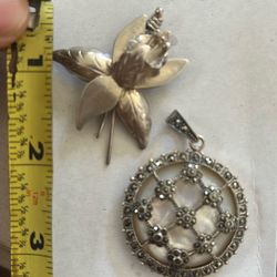 Silver Pin And Mother of Pearl Pendant