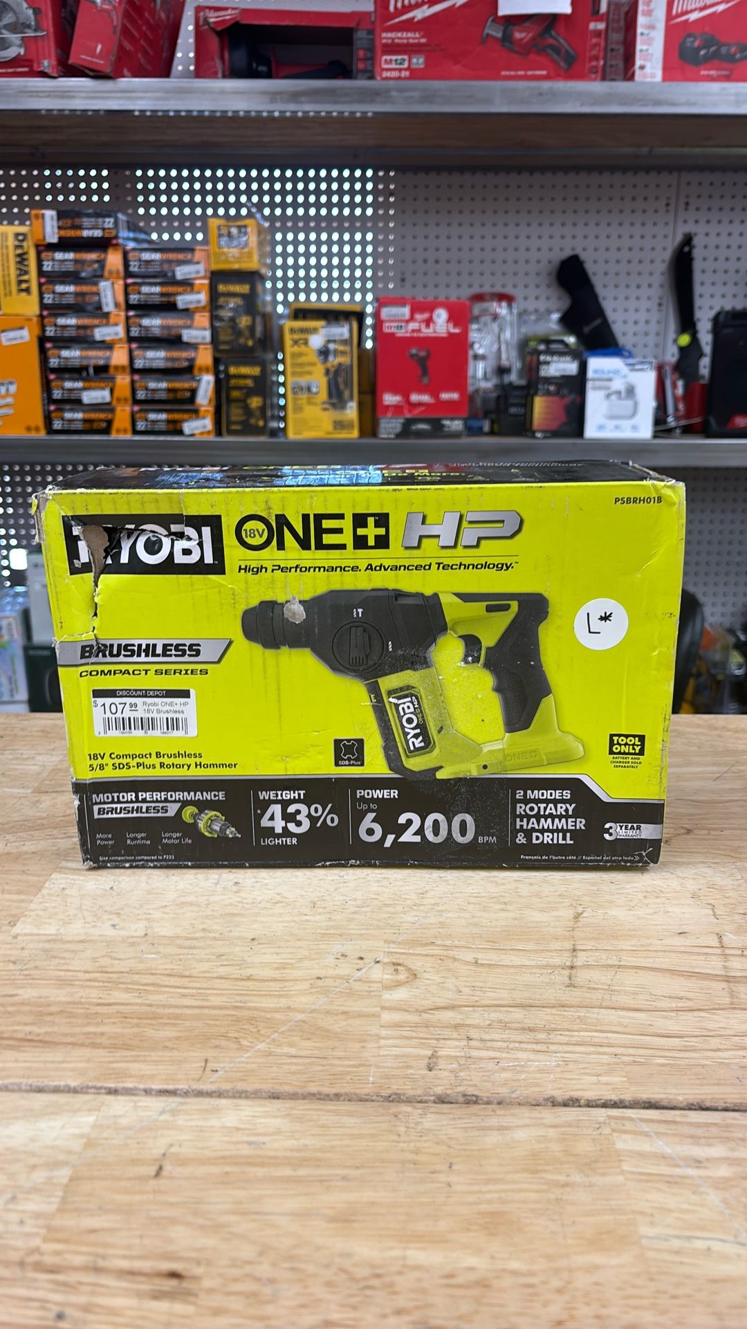 Ryobi ONE+ HP 18V Brushless Cordless Compact 5/8 in. SDS Rotary Hammer (Tool Only)