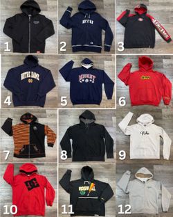 Assorted Hoodies: Nintendo, BYU, 49ers, Notre Dame, Disney, Drew, Skelanimals, Anchor Blue, Nike, DC - Vintage!