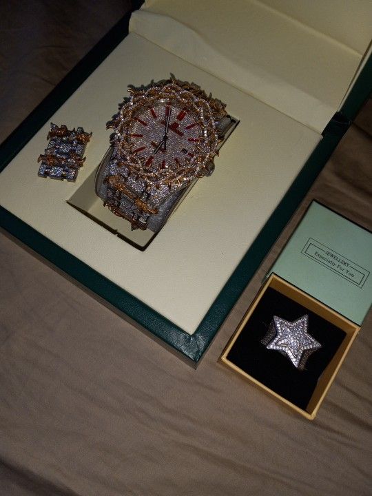 Moissanite Watch And Star Ring