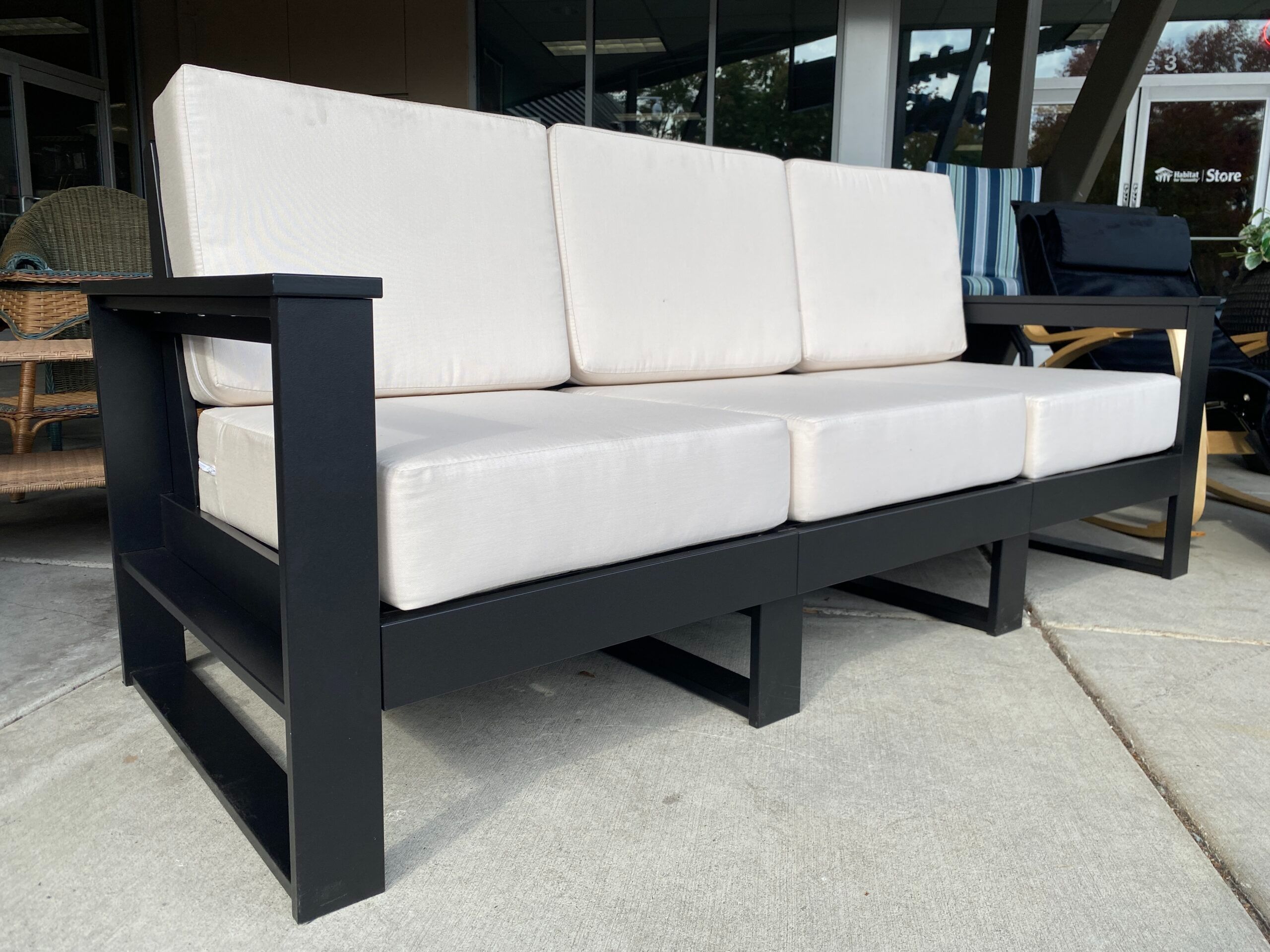 Black & White 3-Seat Outdoor Sofa