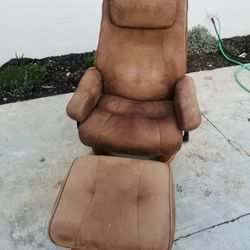 Relaxzen Reclining Massage Chair and Ottoman, Brown Microsuede