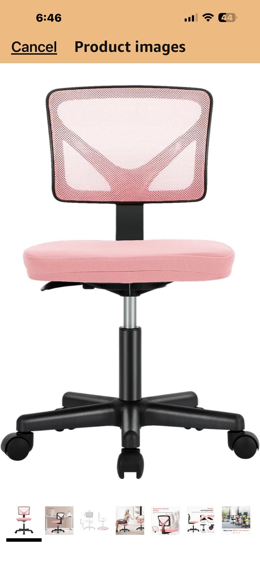 Sweetcrispy Small Desk Chair, Ergonomic Low-Back Mesh Rolling Work Swivel Chairs with Wheels, Armless Comfortable Seat Lumbar Support for Home, Bedroo