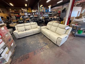 Leather power recliner couch
