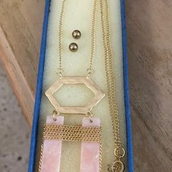 Juego Collar Cadena Aretes Gold Filled Piedras 