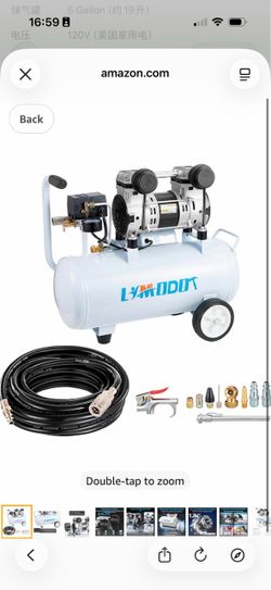 Quiet Oil-Free Air Compressor, 68 dB, 2.8 CFM @ 90 PSI, 5 Gallon Air Tank Electric Steel Tank Compressor for Woodworking, Nailing, Garage, Car Inflati