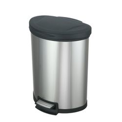 Mainstays 14.2 gal/54 Liter Stainless Steel Semi Round Kitchen Garbage Can with Lid