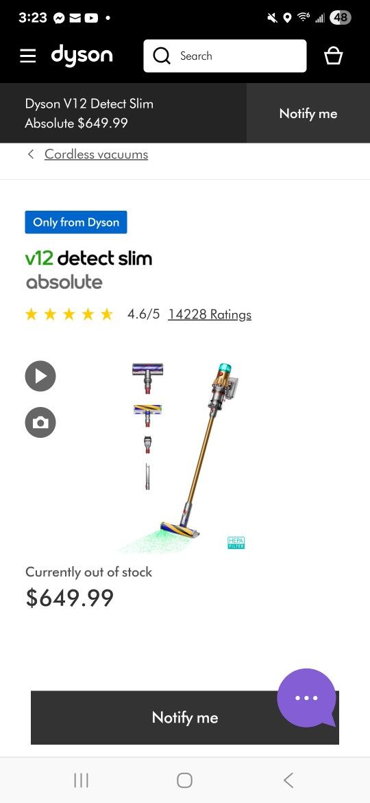 Dyson V12 Detect Slim Absolute vacuum