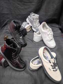 lot of tennis shoes Jordan-air force 1- vans- dr martins  range price $20 to $35