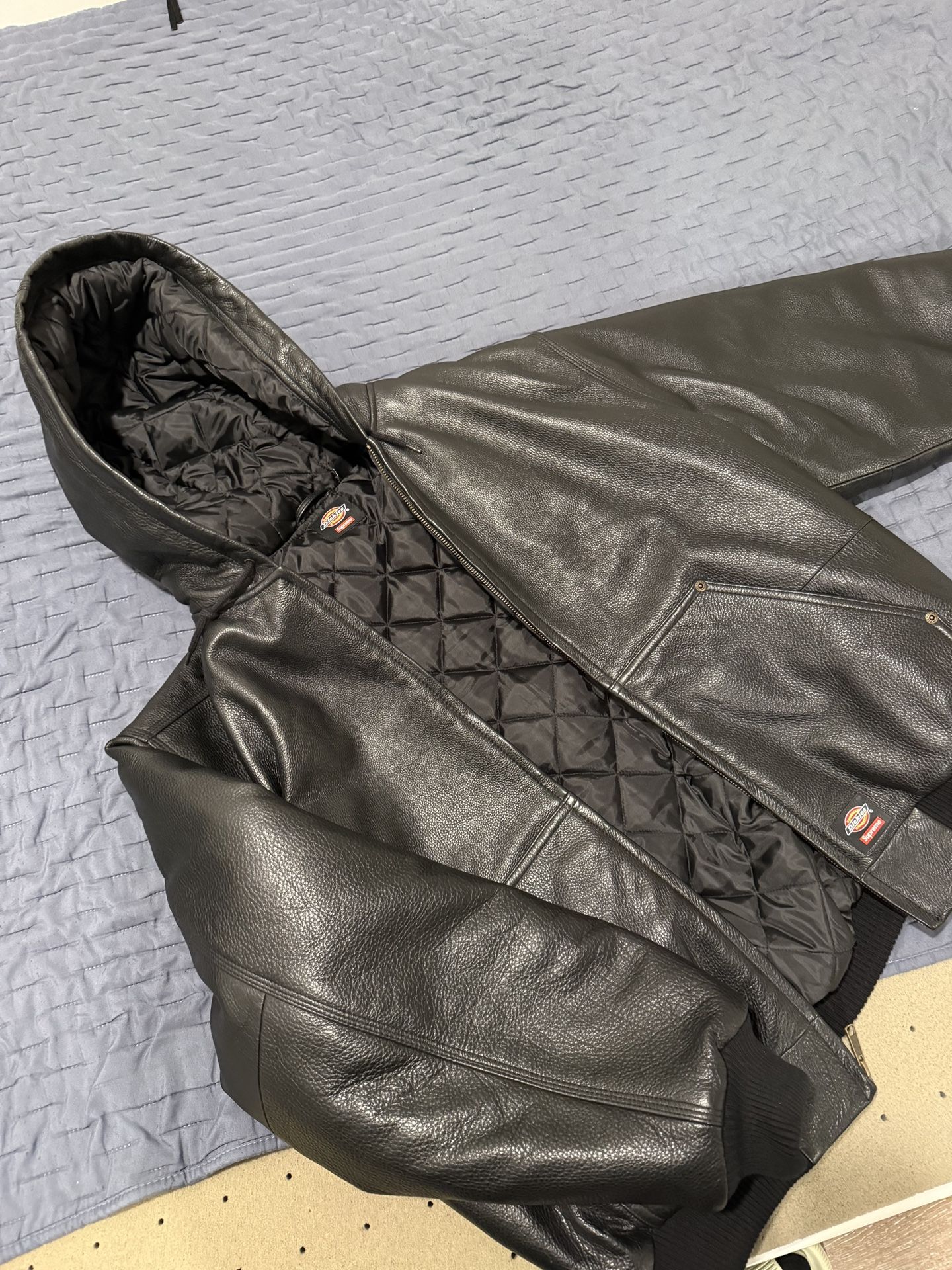 Supreme Dickies Hooded Leather Work Jacket 
