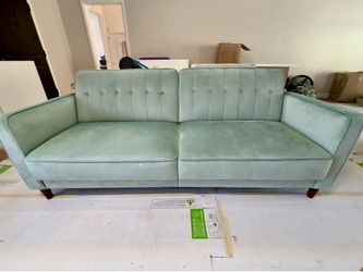 Mercury Row® Imani Velvet Convertible Sleeper Sofa – Light Green – $250 OBO