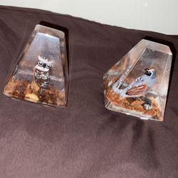Glass Owl and Partridge Paper Weights