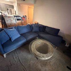 Navy Blue Fabric Sectional Sofa MUST GO!!