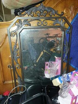 Large heavy rod iron mirror