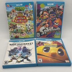Wii U 4 Game Lot Animal Crossing Amiibo Epic Mickey 2 Pac-Man Ghostly Splatoon