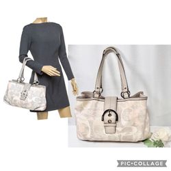 Coach Soho Signature Hobo shoulder bag Large jacquard Cream