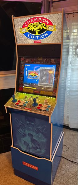Arcade 1up Big Blue Street Fighter 2 Arcade cabinet with 12 Iconic Capcom arcade games