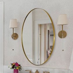 New In Box Large Gold Oval Mirror/Vanity/Bath