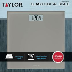 Taylor 11.0" x 11.0" Digital Bathroom Scale Glass Platform Gray