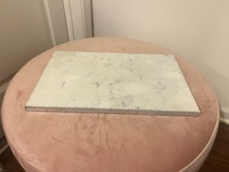 White Marble Serving Board with Silver Edge