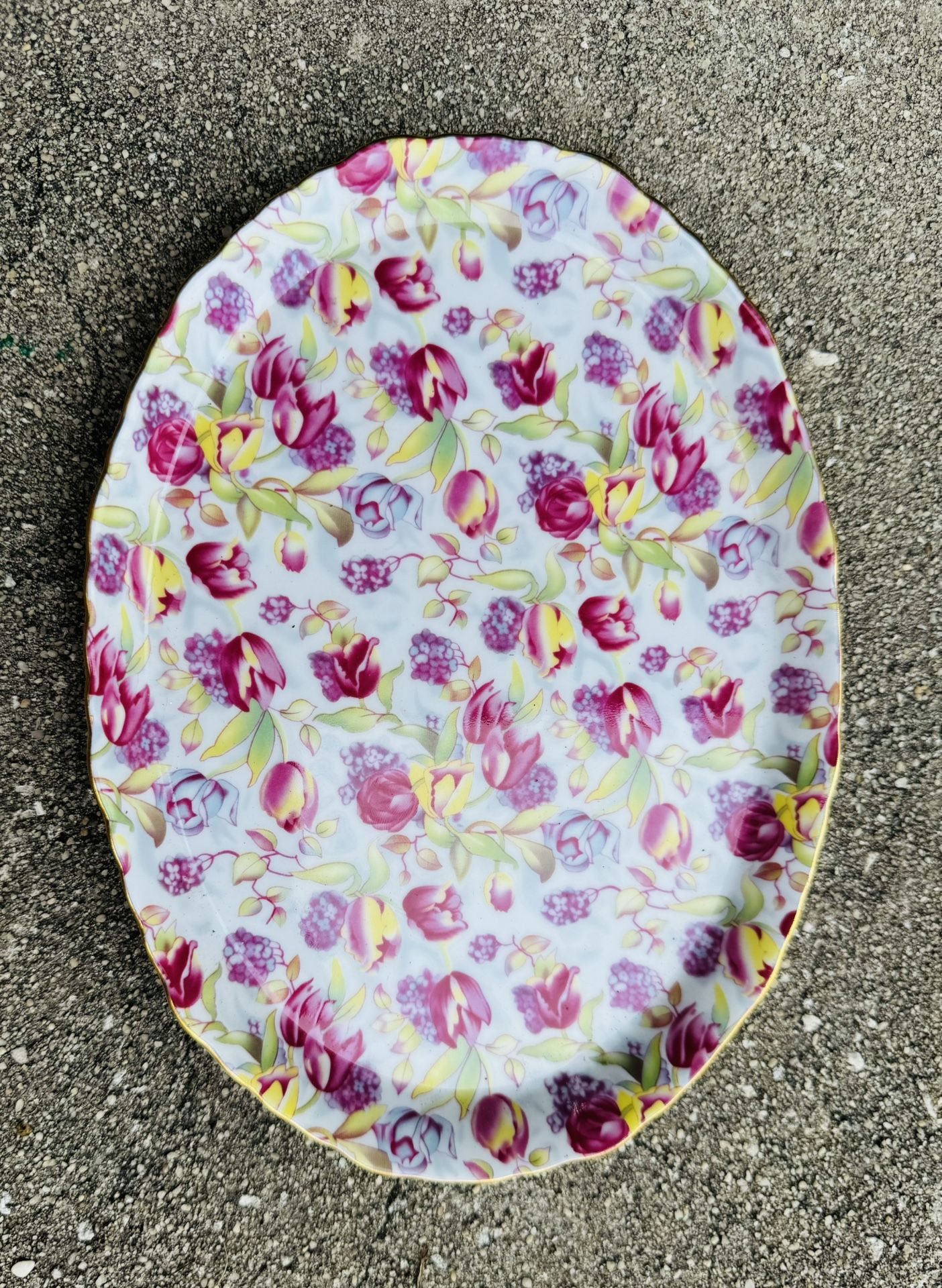 Chintz Style Royal Cotswolds English Tea/Bathroom / Jewelry Tray Pink Tulips & Lilacs- $5