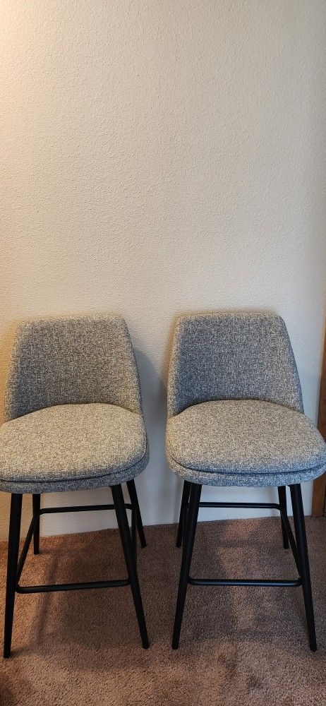 2 Grey Swivel Bar Stools ( together or seperate)