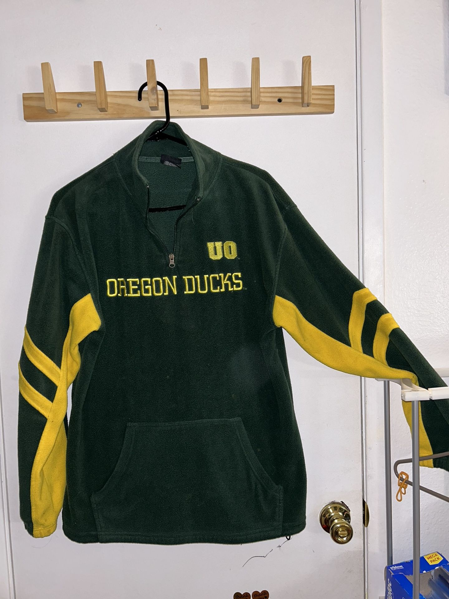 Pro Edge UO Oregon Ducks Embroidered Green Yellow Sweatshirt Jacket Men’s Sz M