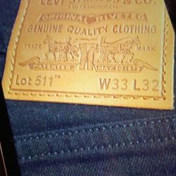 LEVI. STRAUSS & CO BLACK DENIM JEANS STYLE # 511 STRAIGHT LEG JEANS