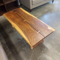 Sansur Rustic Pecan Live Edge Wood Coffee Table 